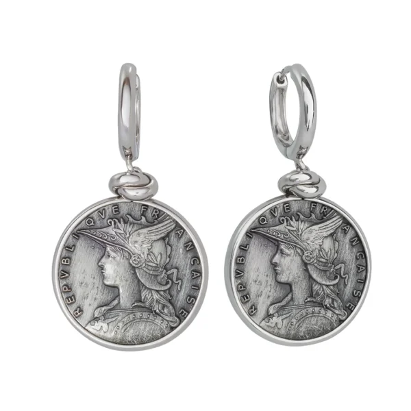 Sudraba auskari, kolekcija "Coins"